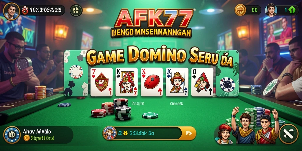 Screenshot gameplay seru AFK77 menampilkan suasana permainan Domino yang mengasyikkan.