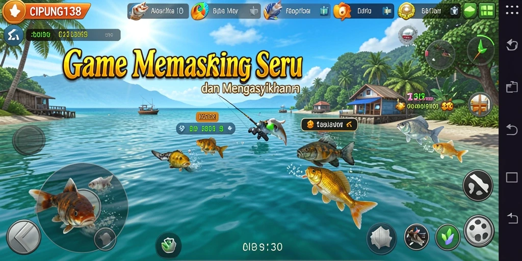 Tampilan gameplay <strong>CIPUNG138</strong> yang menarik saat memancing di danau.