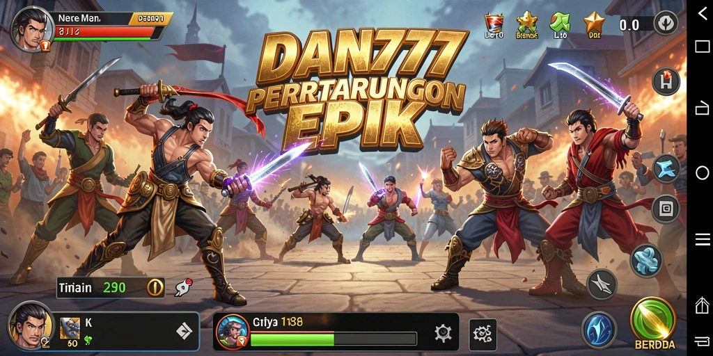 Tampilan gameplay <strong>DAN777</strong> dengan pertarungan seru antar karakter.