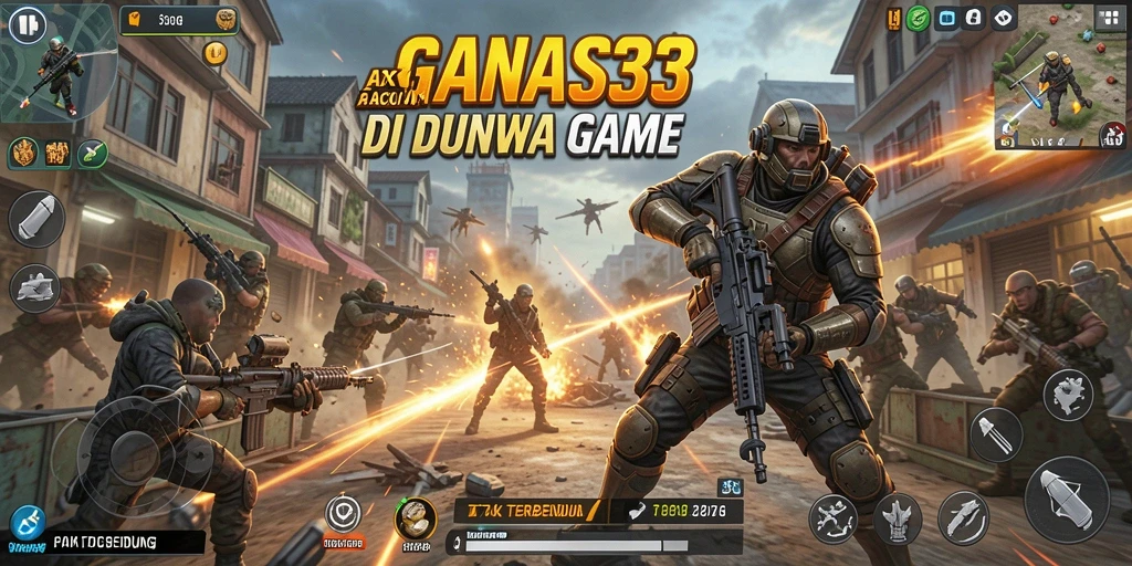 Tampilan gameplay seru dari GANAS33 dengan karakter dan latar aksi yang mendebarkan.