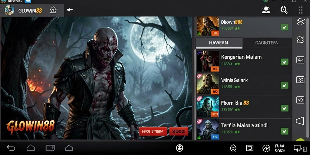 Tampilan gameplay GLOWIN88 menampilkan atmosfer horror yang mendebarkan.