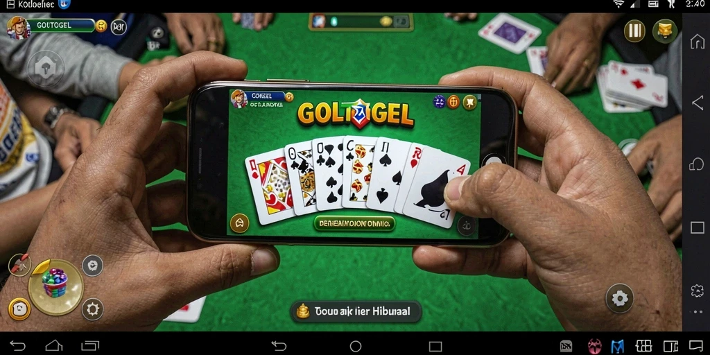 Screenshot gameplay seru GOLTOGEL dengan tampilan kartu Domino.