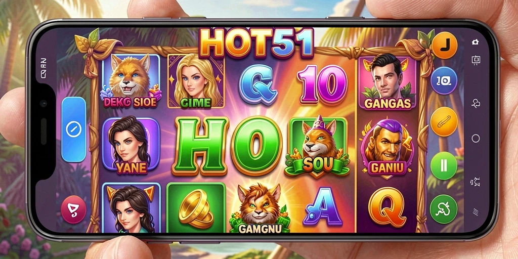 Screenshot HOT51 menampilkan aksi seru permainan Slot yang menggembirakan.