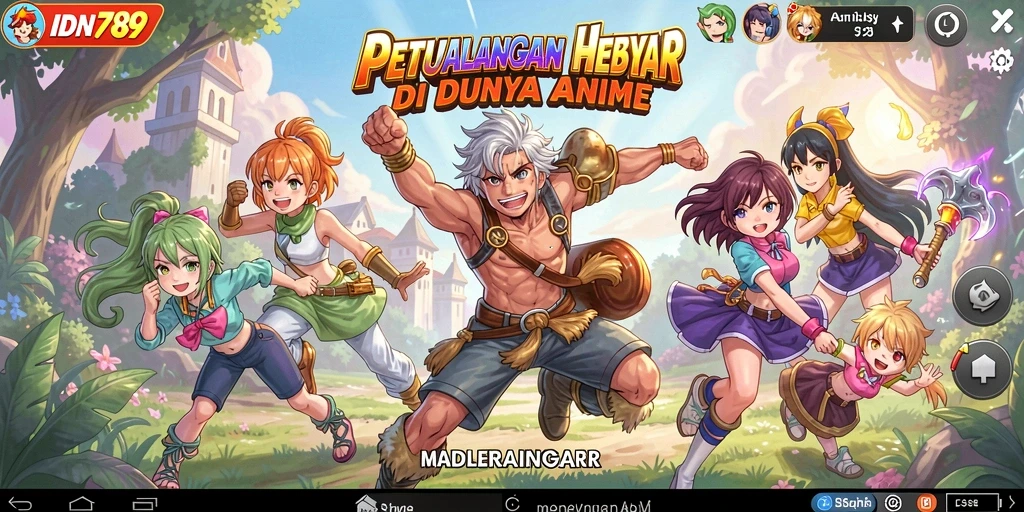 Tampilan gameplay yang penuh warna dan karakter anime yang menarik.