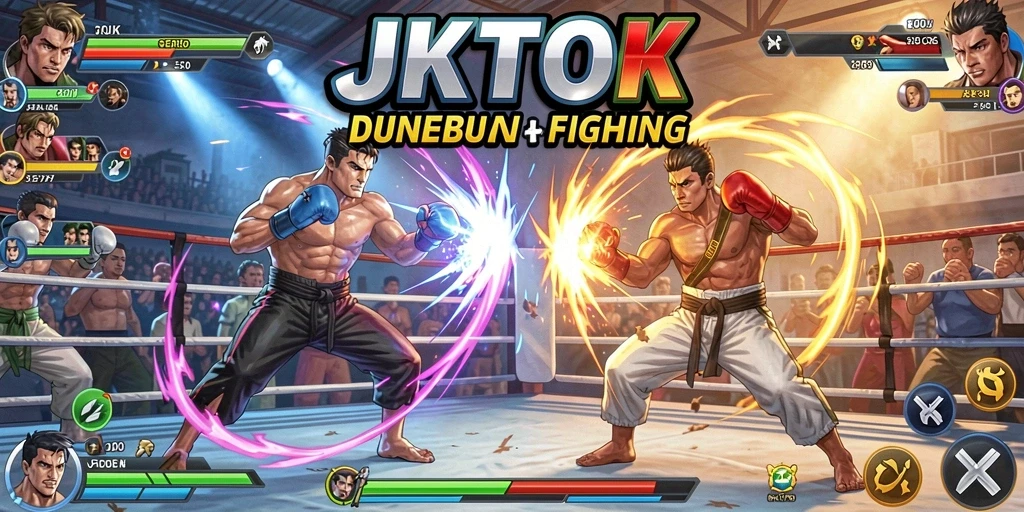 Tampilan gameplay pertarungan yang intens dan penuh aksi.