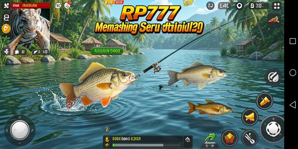 Tampilan gameplay RP777 yang mendebarkan dengan aksi memancing yang seru.