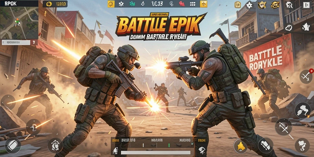 Tangkapan layar RPOK menampilkan aksi mendebarkan dalam pertarungan Battle Royale.