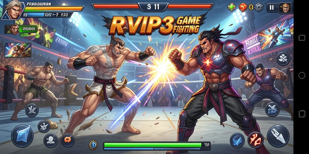 Tampilan gameplay RVIP3 menunjukkan aksi pertarungan yang menegangkan dan karakter yang dinamis.
