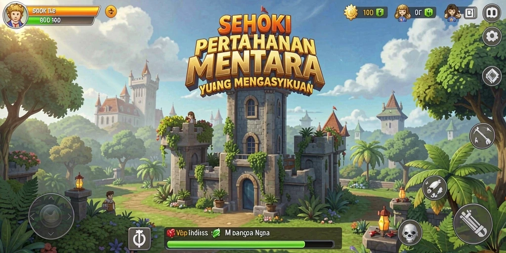 Tampilan gameplay SEHOKI menampilkan pertarungan menara yang seru.