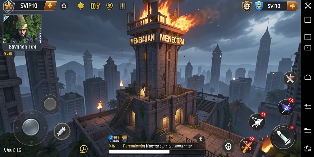 Tampilan gameplay yang menegangkan dengan menara pertahanan strategis melawan gelombang musuh.