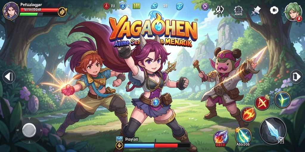 Tampilan gameplay seru dari YAGAOHEN yang penuh warna dan aksi.