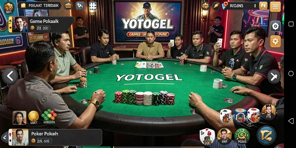 Tampilan gameplay Poker yang menegangkan di YOTOGEL.